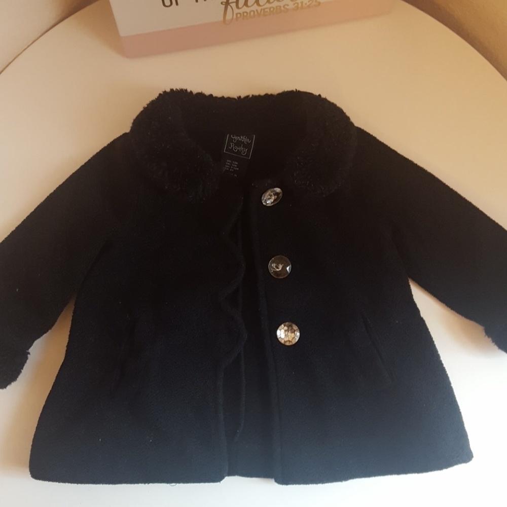 Baby girls black peacoat
